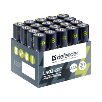 Батарейка алкалиновая DEFENDER LR03-20F AAA, 20 шт